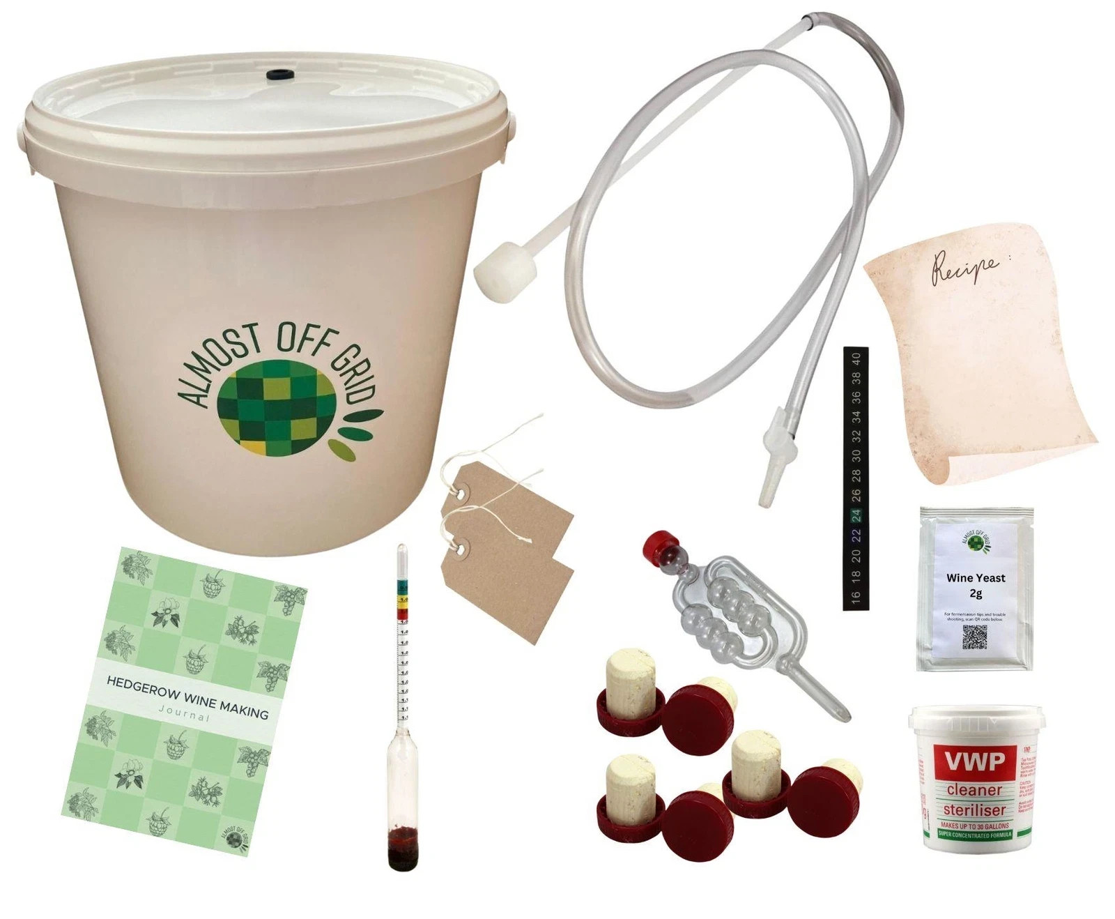 Wine Making Starter Kit 5L Bucket Hydrometer Journal Yeast 6 Bottle Set