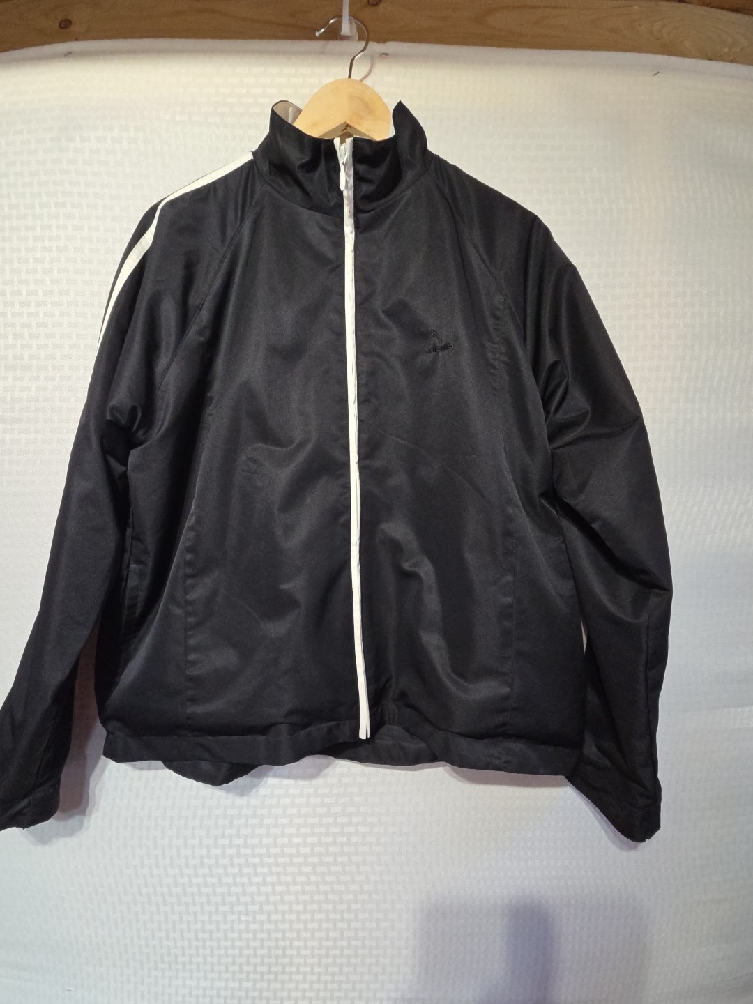 Retro Head Mens Black White Stripe  Full Zip Pockets Large L Tennis Jacket