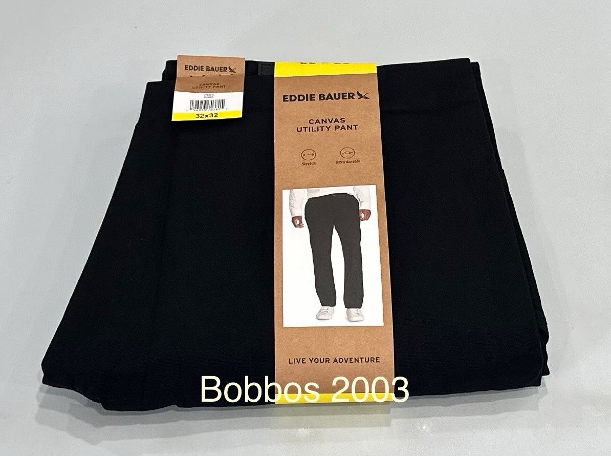 Eddie Bauer Men’s Canvas Utility Stretch Pants, Black, Size 32X32