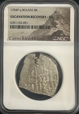 Scavo Recupero Cerro Rico Tesoro 8 Reale Terreno Ritrovamento datato 1754 NGC AU