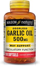 MASON NATURAL Garlic Oil 500 mg Odorless Allium Sativum Supplement - Supports He