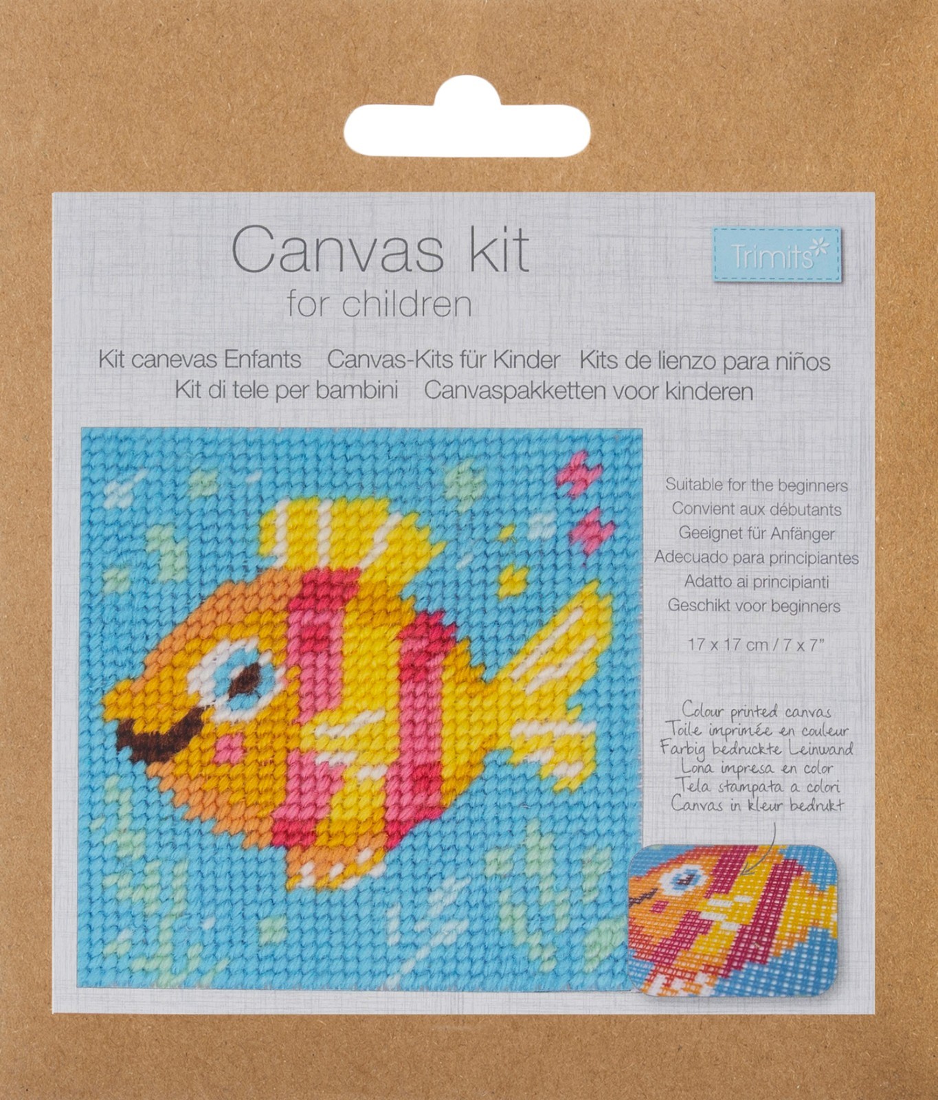 Trimits Easy Beginners Children's Tapestry Kit Fish 17cm x 17cm New