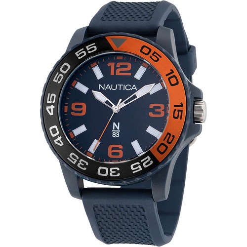 Mens Wristwatch NAUTICA FINN WORLD NAPFWS302 Silicone Blue Sub 50mt - Picture 1 of 2