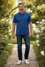 Calvin Klein Mens XL Short Sleeve Blue Polo Shirt Liquid Cotton Golf