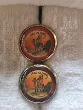 Bridle Rosette's  Chief Red Cloud Purple Pink Bg  2 in brass and glass