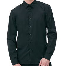 Men Black Long Sleeve Shirt  Slim Fit Office and Causal Wear Neck Size 15-16.5