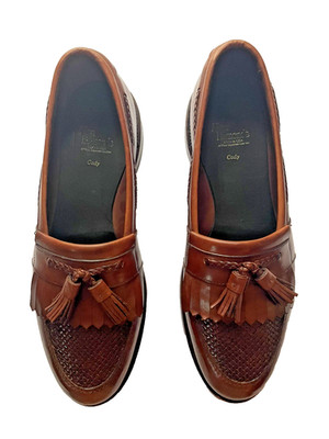 Allen Edmonds Cody Brown Leather Tassel Woven Loafer Men's Dress Shoes 10.5 E