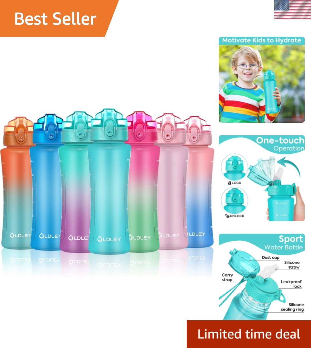 With Straw For School Girls Boys, 15 Oz Unbreakable Leak-pr.