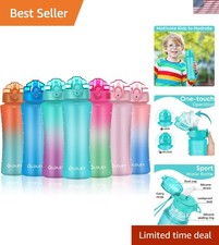Kids Water Bottle with Straw for School Girls Boys, 15 oz Unbreakable Leak-Pr...