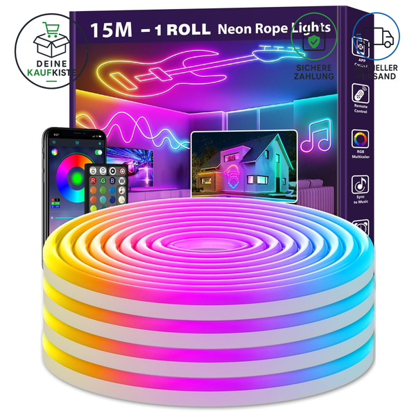 LED Streifen 15M Wasserdicht Flexibel App/Remote Steuerung Musik-Sync FüR Indoor-image