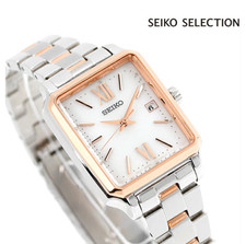 New SEIKO SELECTION SWFH Series Solar Radio Women's Watch Pink Gold White Dial