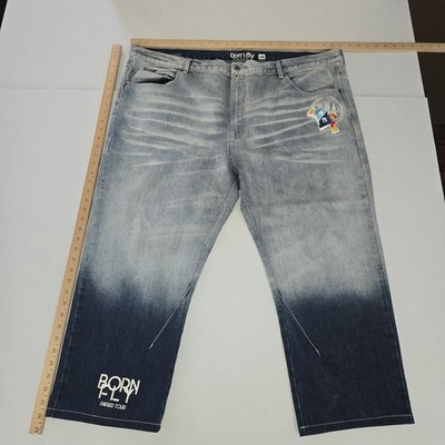 Born Fly Jeans Men Size 48 Cloud Hoppers Jeans Airplane Y2K Street wear Nwot