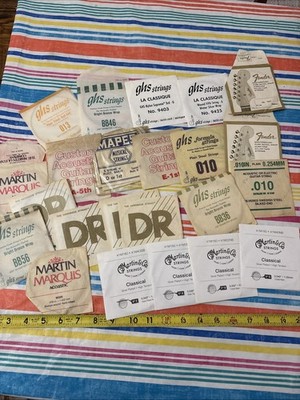 Estate Sale Large Lot Of Vintage Guitar Strings Martin GHS Fender DR & More Look