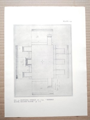 10 Downing Street c1735, Middle Room 2nd Floor, London - Antique Print - 1931