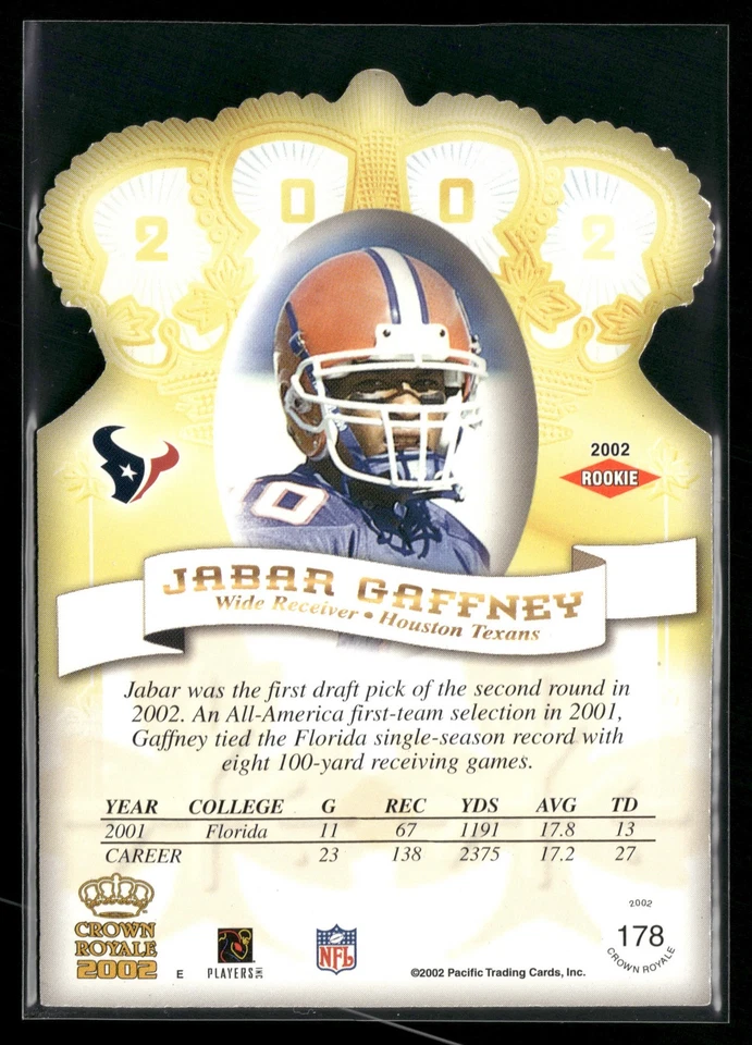 2002 Pacific Crown Royale 2002 Jabar Gaffney #178 EX2002 Pacific Crown Royale - Image 2 of 2
