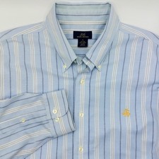 Brooks Brothers 346 Non-Iron Supima Cotton Shirt Men's XL Blue Stripes Oxford