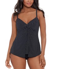 Miraclesuit Womens Love Knot Tankini Top Size 8 Pin Point Polka Dot Swim Beach