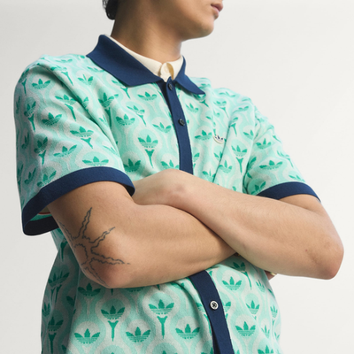 adidas Originals knit polo shirt White Clear Mint KB3790 Japan