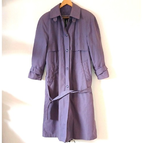 Vintage London Fog Purple Trench Coat With Floral Thinsulate Lining