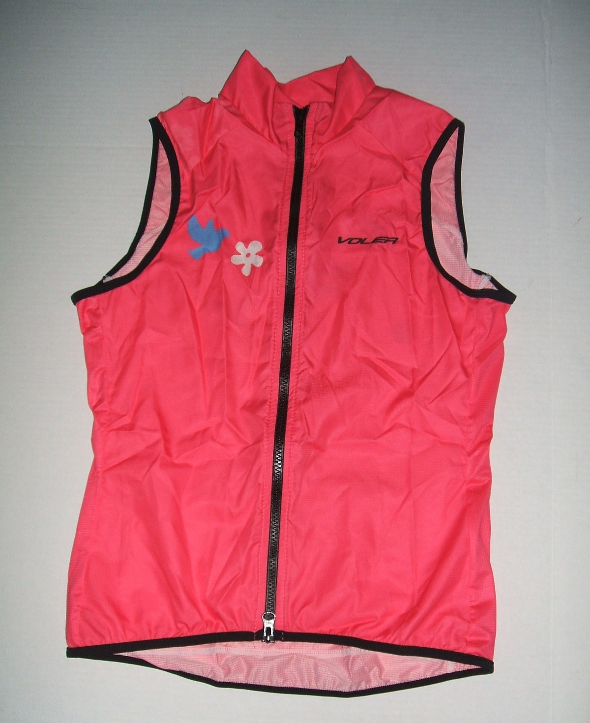 Voler Wind Vest Women's S Pink Flower Power Full Zip Packable Cycling Run