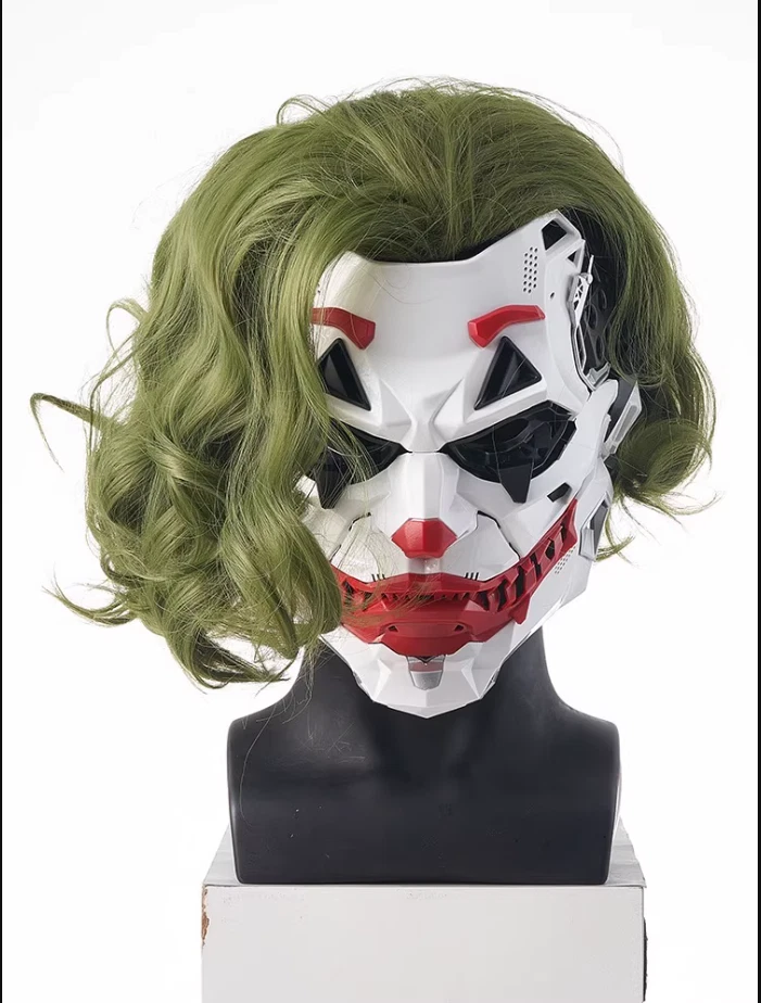 Joker Clown Resin Mask Cyberpunk Cover Anime Roleplay Halloween Heavy Metal Prop - Image 3 of 4