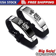 2pcs His Queen Her King Couple Bracelets Stainless Steel Adjustable Gift