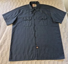 Vintage Dickies Work Shirt Men's Size XL Blue Short Sleeve Button Down 90s-Y2K
