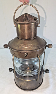 14.5'' Antique Brass  Anchor Maritime Lantern Ship Light Lamp Wall Mount Hanging