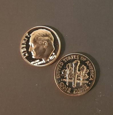 1974 S 10C Proof Deep Cameo Roosevelt Dime Bright White FREE SHIPPING 