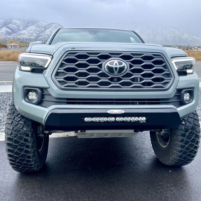 Rock Slide Front Bumper 15-22 Tacoma 11ga Steel Black w/ 20'' Light Bar Cutout US