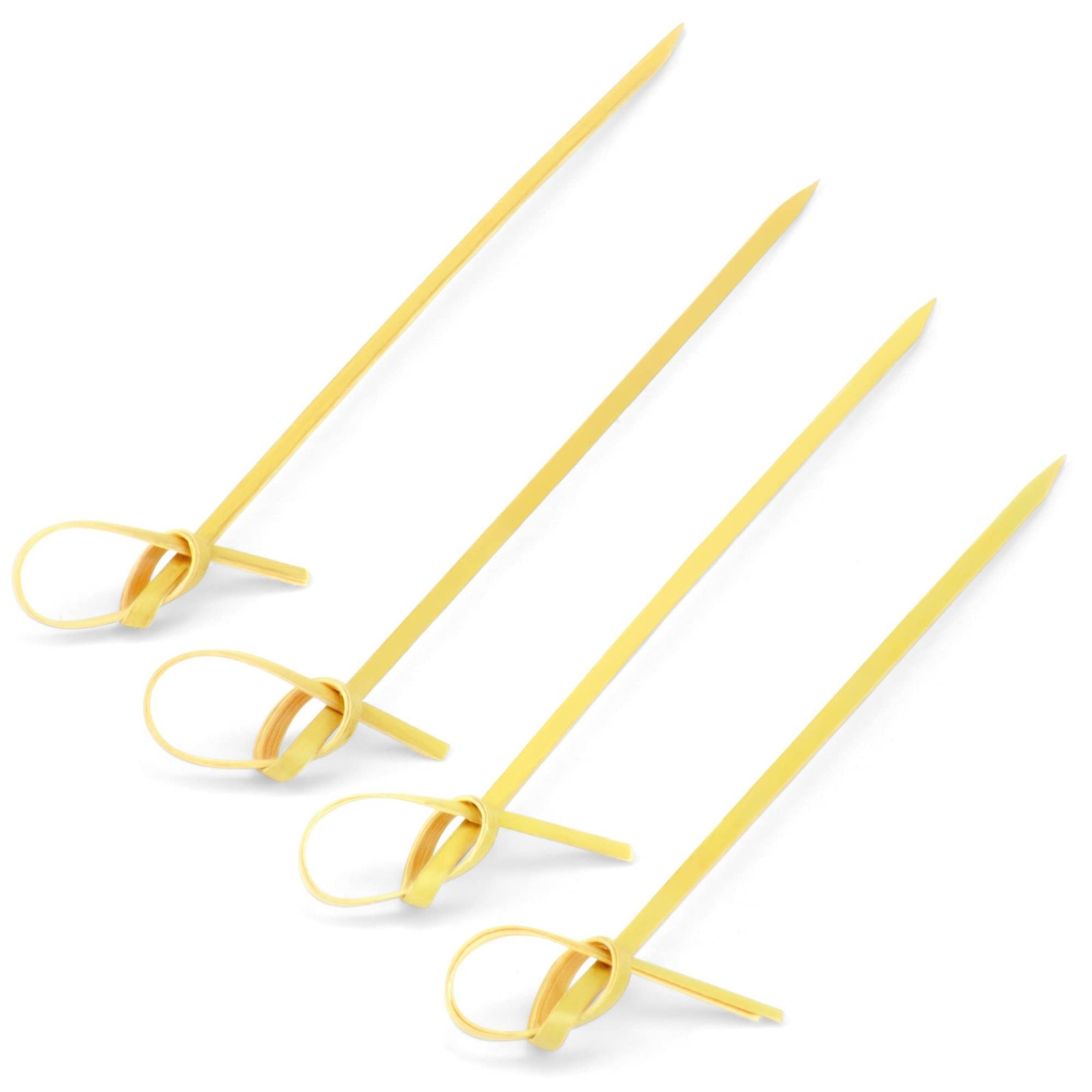 DecorRack 100 Bamboo Cocktail Picks, 4 inch Looped Knot Natural Bamboo Skewer...