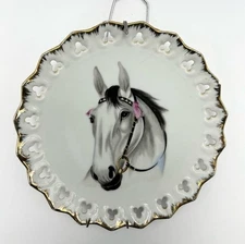 Vintage Original Artmark Horse Head Wall Plates Hand Painted Gold Western JAPAN