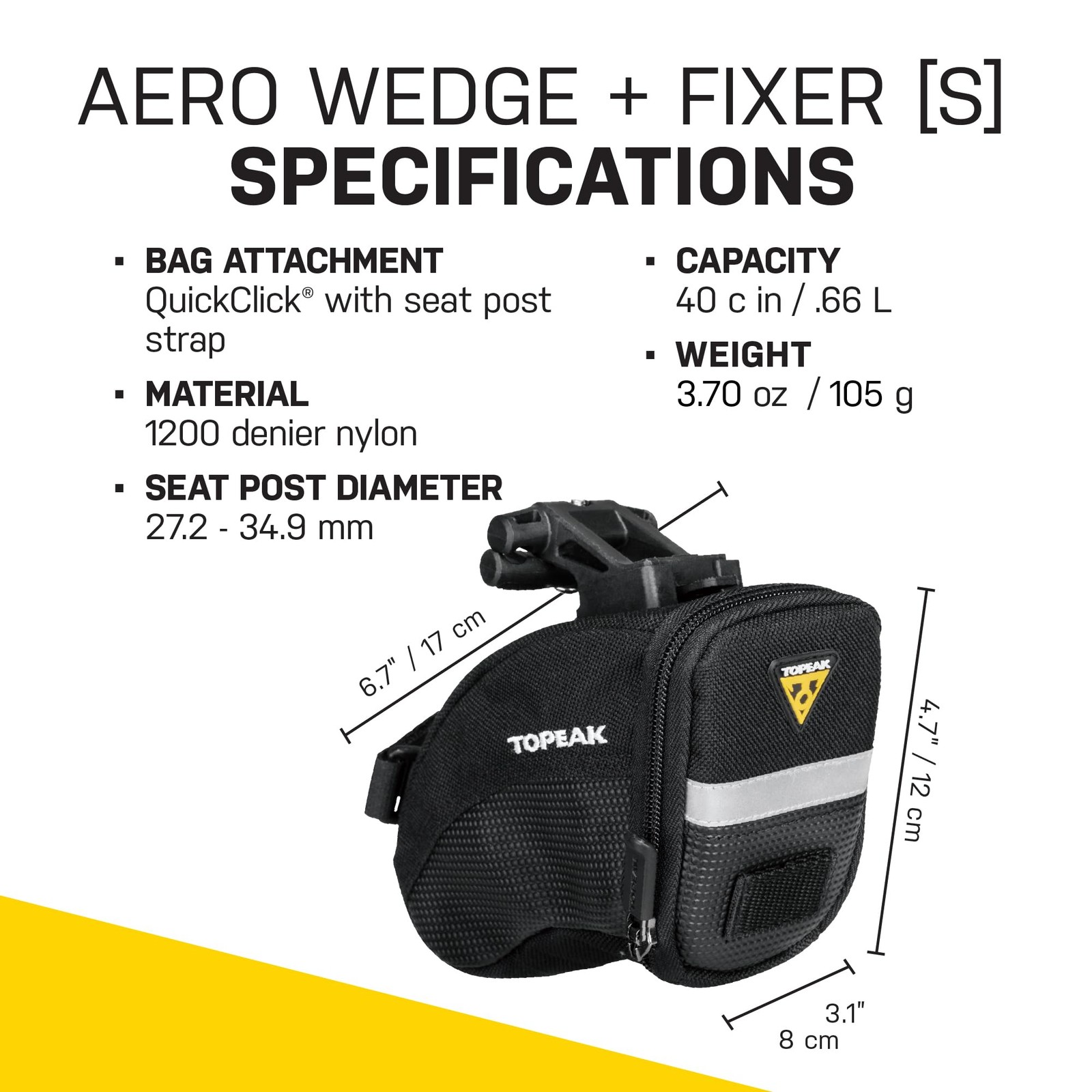 Aero Wedge Pack with Fixer F25 (Small) &ndash; Compact Aerodynamic Bike Saddle Bag ...