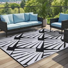 Reversible 6x9 Ft Outdoor Plastic Straw Rug, Waterproof Camping Mat, UV Protecti