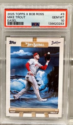 JERSEY # MATCH! 2025 Topps x Bob Ross Joy Of Baseball Mike Trout 27/75! PSA 10!