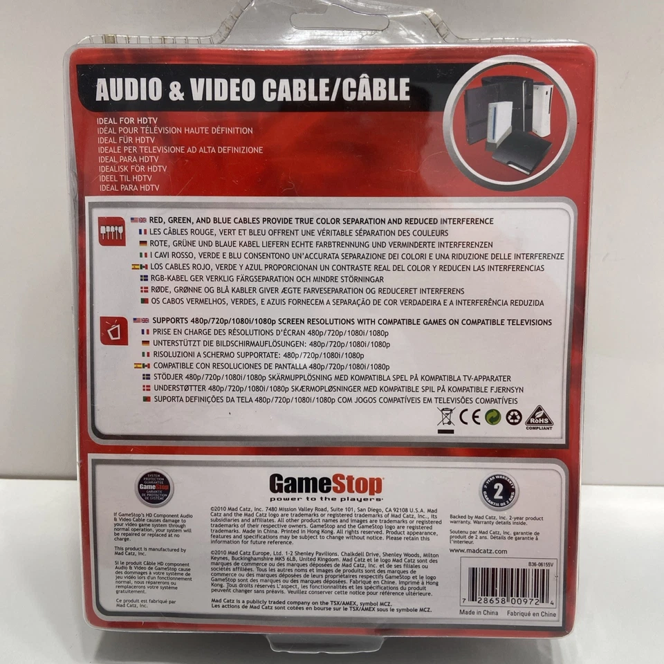 Brand New Gamestop HD Audio & Video Cable Xbox 360 & Playstation 2,/3 & Wii - Image 2 of 4