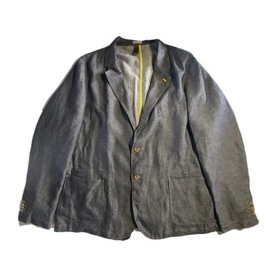 Camel Active Chambray Blazer Jacket Men 50R Blue Linen Cotton Unstructured Light