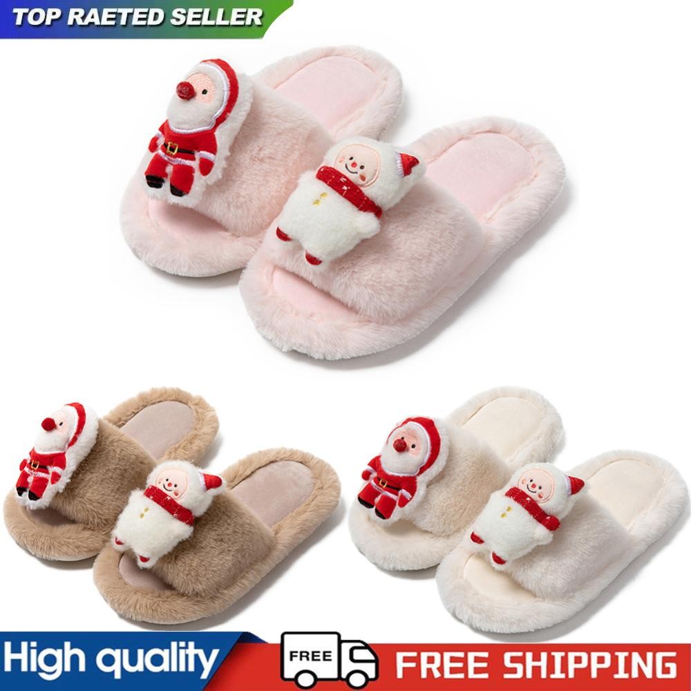 SAOLA Pantofole natalizie stampate casual peluche traspiranti suola gomma pantofole