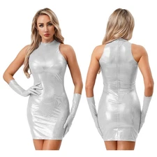 Sexy Women's Sheer Mesh Mini Dress Clubwear Tube Bodycon See Through Night Party