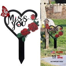 Memorial Grave Markers Heart Memorial Plaque Stake Large Cemetery Decorations