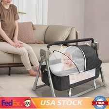 Portable Electric Baby Swing Cradle Bassinet Rocking Crib Infant W/ Bluetooth