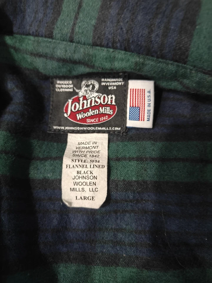 Chaqueta de lana forrada de franela Johnson Woolen Mills de colección 5F54 para hombre grande hecha en EE. UU. Foto 2 de 4