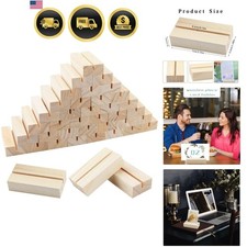 40 Pieces Wood Place Card Holders Wood Table Number Stands Picture Holder Acr...
