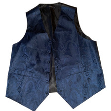 Mens VEST mens size S small costume Victorian Edwardian navy blue paisley