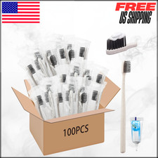 Disposable Toothbrushes with Toothpaste Individually Wrapped Bulk Kit 100 Sets