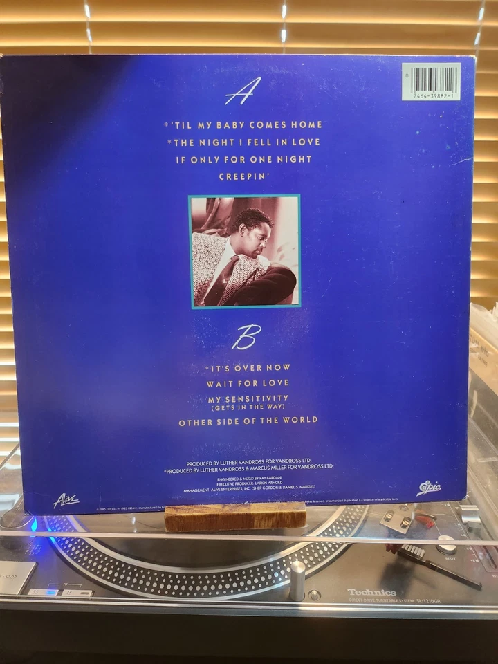 Luther Vandross, The Night I Fell In Love, 1985 1st Epic, FE-39882, VG+/VG+ - Image 2 of 4