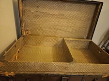 Antique Chest Wood with Metal Slates and Handles Used Condition Trunk