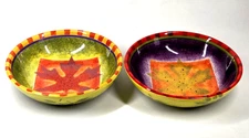 FALL BY DEPT 56 Set of 2 Bowls 8" Maple Leaf Splatter Design 2004 NEW w/tags