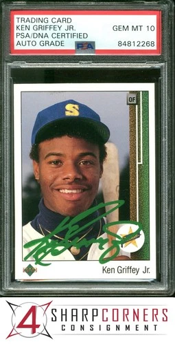 SIGNED KEN GRIFFEY JR. RC HOF STAR ROOKIE TRADING CARD PSA DNA AUTO 10