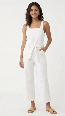 RACHEL ROY Women s Self Belt Overall/Jumpsuit  White Rinse Wide Leg Pants Size 6